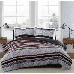 Best Sale ???? London Fog Warren Stripe Duvet Cover Set ⭐