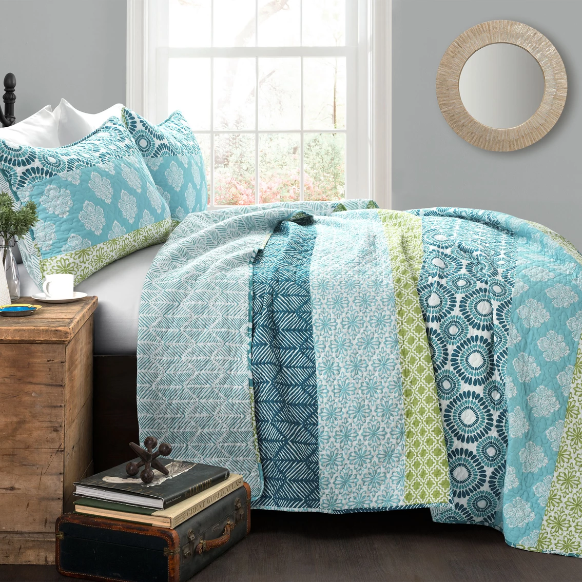 Best Pirce ???? Lush Decor Bohemian Stripe 3 Pc. Quilt Set ???? - Image 2