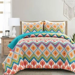 Cheap ???? Lush Decor Boho Chevron Reversible Cotton 3 Pc. Quilt Set ????