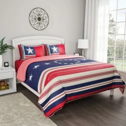 Deals ???? Lavish Home Glory Bound Patriotic Americana Flag Print 3 Pc. Quilt Set ????