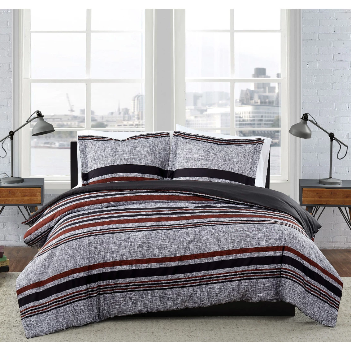 Cheap ???? London Fog Warren Stripe Comforter Set ????