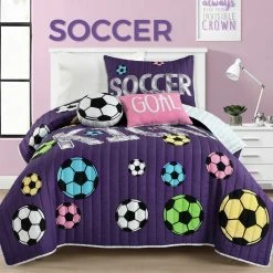 Coupon ⭐ Lush Decor ???? Girls Soccer Kick Quilt Set ⌛