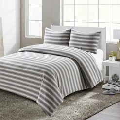Promo ???? Style Quarters Super Soft Shadow Stripe Gray And White Jersey Twin Comforter Set ????
