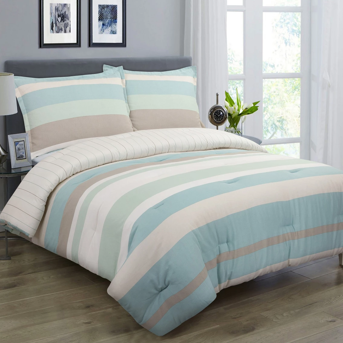 Promo ✨ Nouvelle Home Coastal Stripe Comforter Set ????