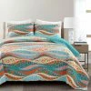 Coupon ???? Lush Decor Hailey Watercolor Wave Reversible Cotton 3 Pc. Quilt Set ????