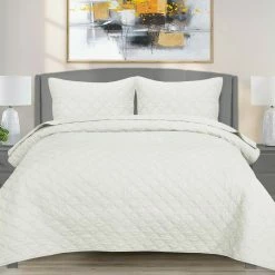 New ⌛ EnvioHome 100% Cotton Solid Quilt Bedding Set ????