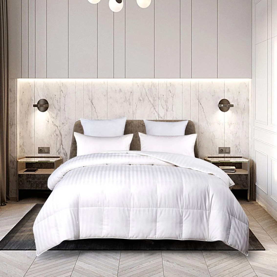 Deals ???? Blue Ridge Home Fashions Blue Ridge 350 Thread Count Damask Cover, White Goose Down And Feather Comforter ???? - Image 2