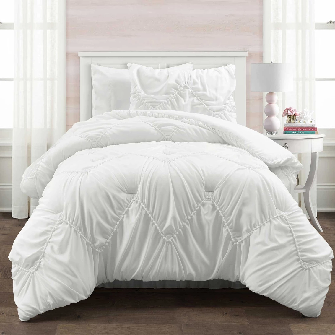 New ???? Lush Decor Ruched Chevron 3 Pc. Comforter Set ???? - Image 2