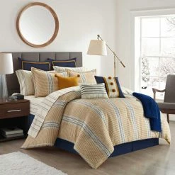 Discount ❤️ Grand Avenue Sariyah 14 Pc. Comforter Set, Yellow, Striped ????