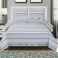 Brand new ???? EnvioHome Cotton Blend Reversible Seersucker Striped Quilt Set ????