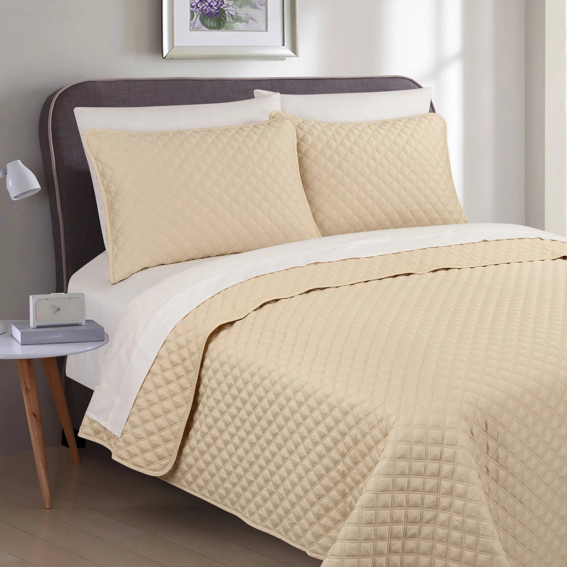 Promo ???? Nouvelle Home Palazzo 3 Pc. Cotton Ivory Queen Quilt Set ???? - Image 2