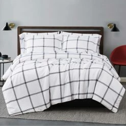 New ???? Truly Soft Printed Windowpane 3 Pc. Comforter Set ????