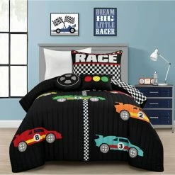 Promo ⭐ Lush Decor Racing Cars 5 Pc. Quilt Set ????