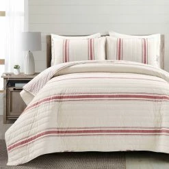 Best reviews of ❤️ Lush Decor Martex Farmhouse Stripe Reversible Cotton Quilt Set 3 Pc. ????